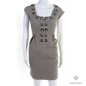 NANETTE LEPORE ‘Workaholic’ Taupe Grommet Dress